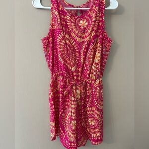 SHEIN Pink and Gold Patterned Romper